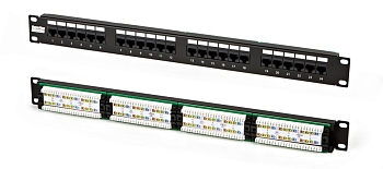 PP3-19-16-8P8C-C5e-110D Патч-панель 19", 16 портов RJ-45, категория 5e, UTP, 1U, Dual IDC, ROHS, цвет черный, Hyperline